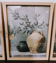 Load image into Gallery viewer, Stunning Set of 3 Wall Art Prints Olive Scandi Style in Oak Wood Glass Frames A3 Size