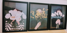 Load image into Gallery viewer, Stunning Set of 3 Wall Art Prints in Black Wood Glass Frames A3 Size