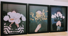 Load image into Gallery viewer, Stunning Set of 3 Wall Art Prints in Black Wood Glass Frames A3 Size
