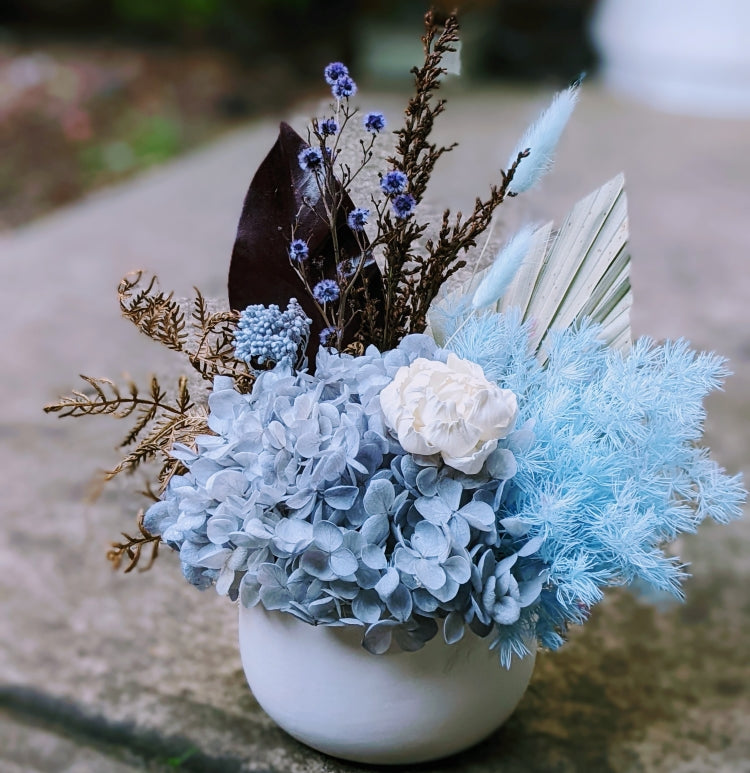 Beau - Small Everlasting Blue Dried Arrangement – Ollie's Blooms & Plants