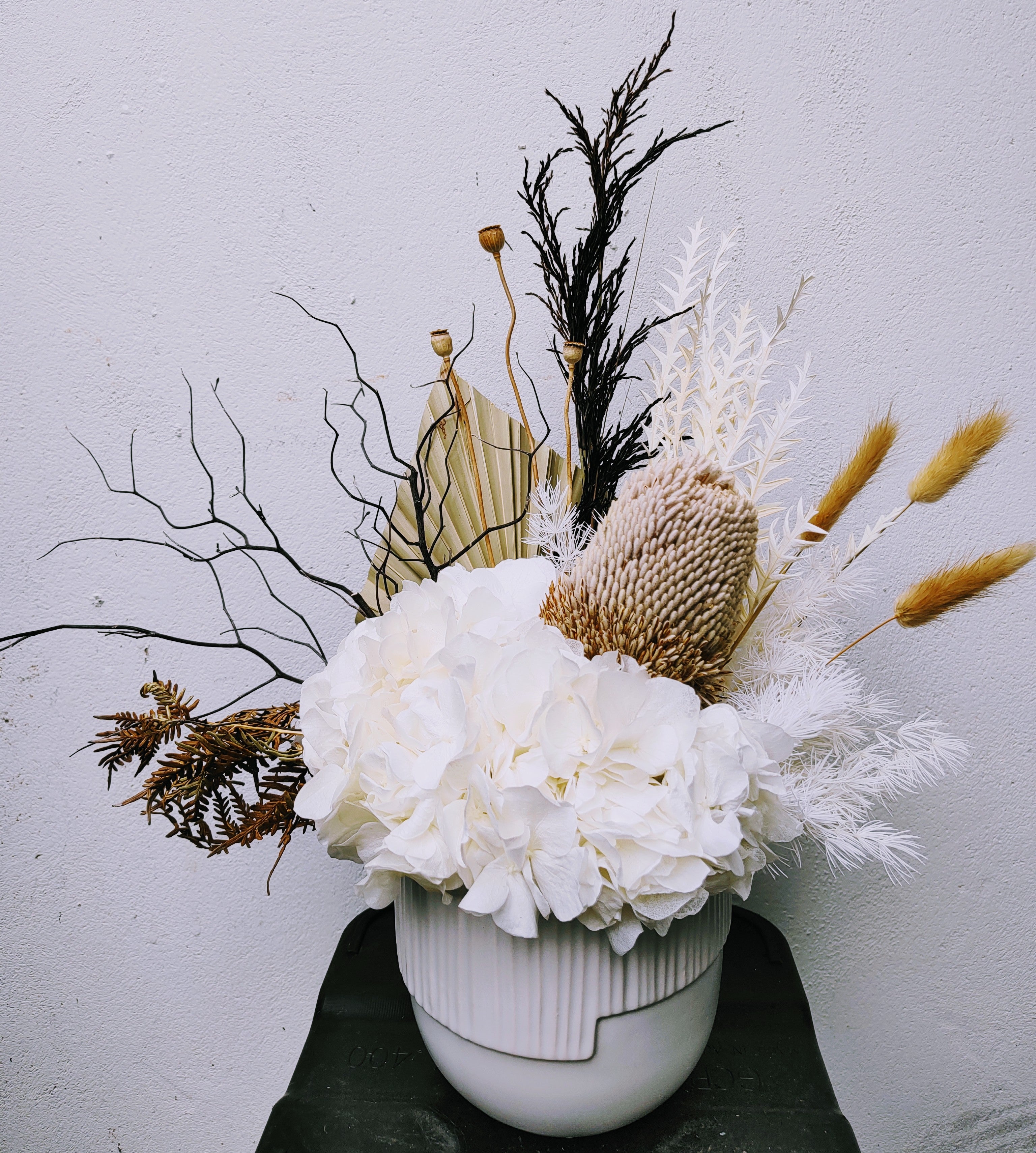 Imogen - Everlasting White and Natural Dried Arrangement