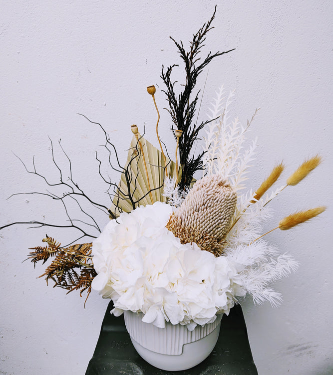 Imogen - Everlasting White and Natural Dried Arrangement