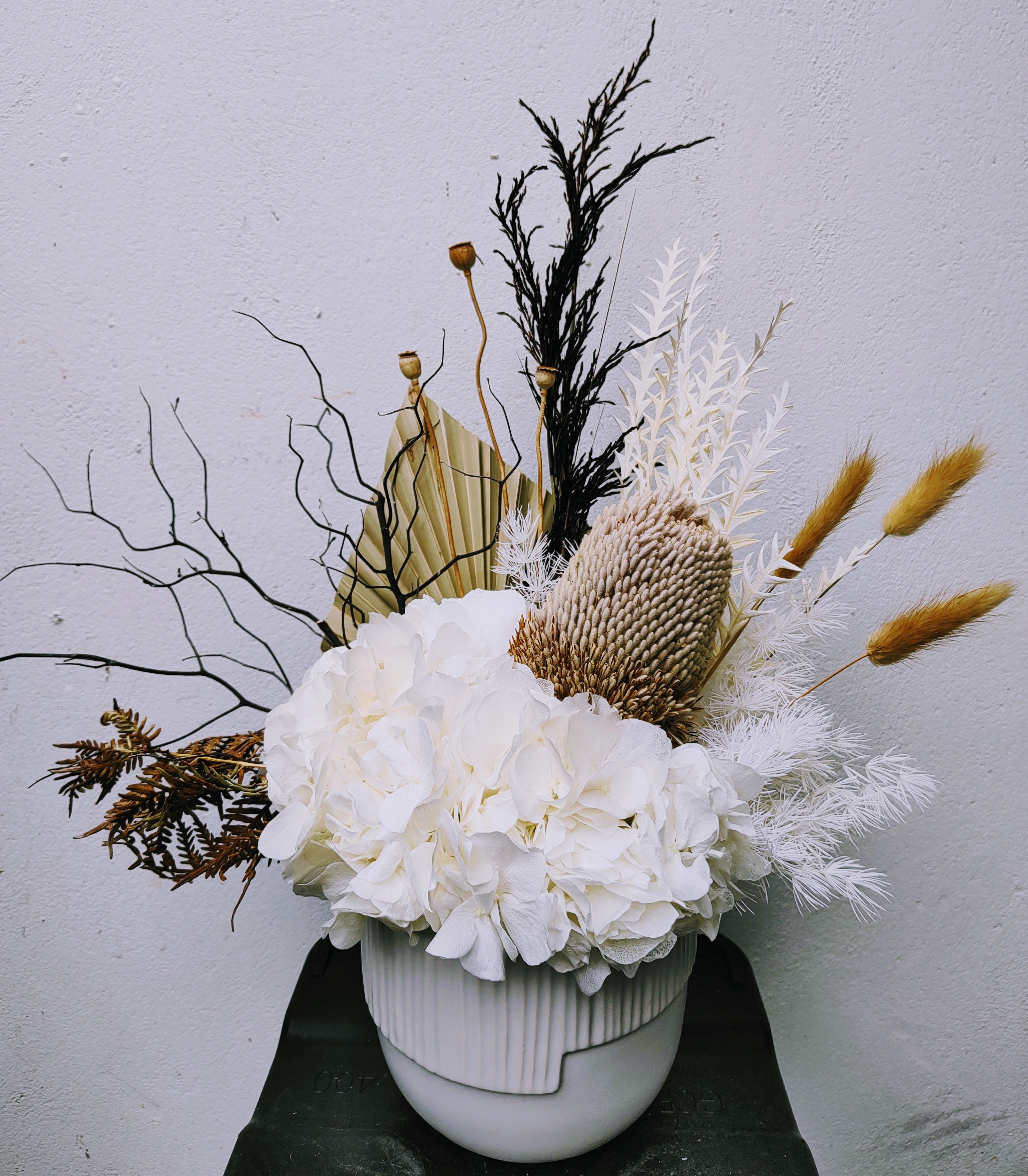 Imogen - Everlasting White and Natural Dried Arrangement