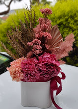 Load image into Gallery viewer, Valen Lunar - Modern Elegant Ochre Rustic Everlasting Dried Arrangement in White Vase
