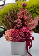 Load image into Gallery viewer, Valen Lunar - Modern Elegant Ochre Rustic Everlasting Dried Arrangement in White Vase
