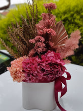 Load image into Gallery viewer, Valen Lunar - Modern Elegant Ochre Rustic Everlasting Dried Arrangement in White Vase
