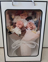 Load image into Gallery viewer, Camilla - Everlasting Dried Arrangement with Nude  Roses &amp; Hydrangea Neutral Tones in Box Bag
