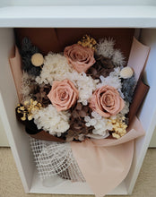 Load image into Gallery viewer, Camilla - Everlasting Dried Arrangement with Nude  Roses &amp; Hydrangea Neutral Tones in Box Bag
