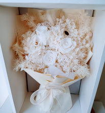 Load image into Gallery viewer, Vivian - Everlasting Dried Arrangement with White Roses &amp; Hydrangea in Box Bag
