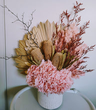 Load image into Gallery viewer, Melissa - Modern Large Pink Neutral Dried arrangement in White Vase
