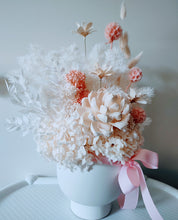 Load image into Gallery viewer, Maree - Modern Elegant White &amp; Blush Everlasting Dried Arrangement in a Beautiful White Vase

