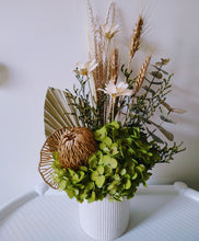 Load image into Gallery viewer, Hazel - Modern Green &amp; Neutral Everlasting Dried Arrangement in a Beautiful White Vase
