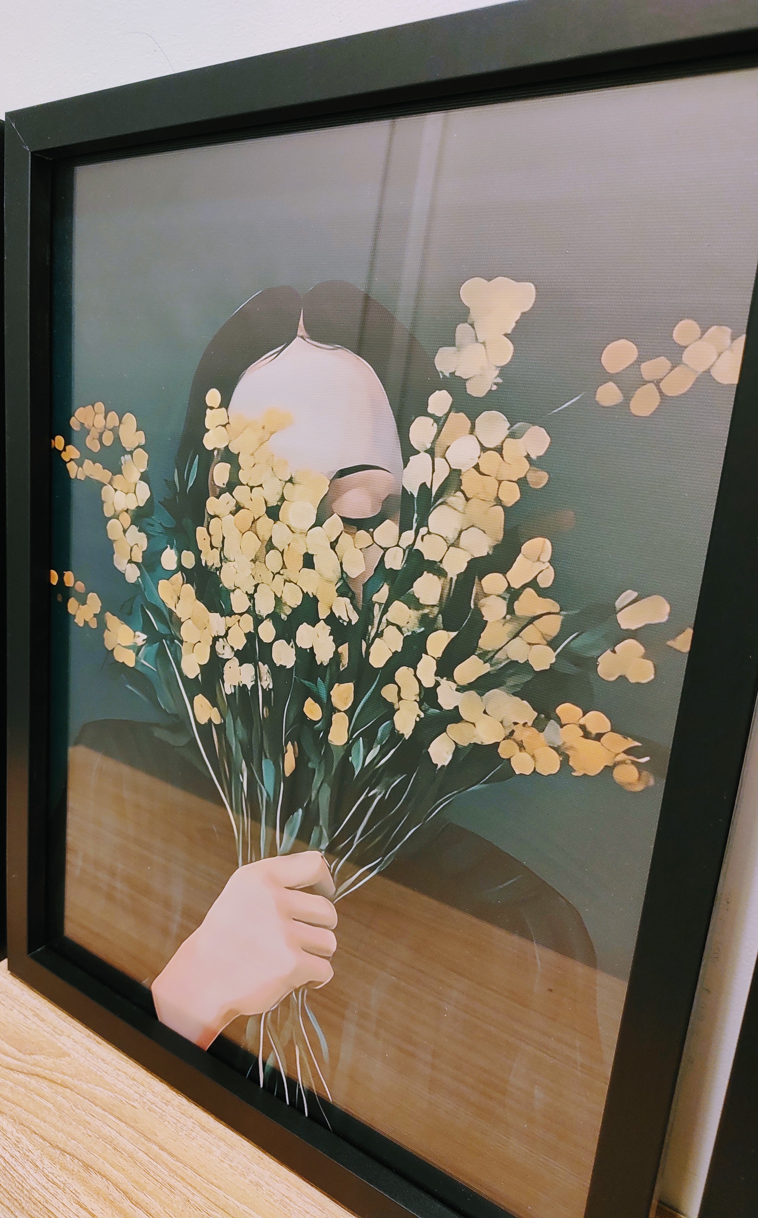 Stunning Set of 3 Wall Art Prints in Black Wood Glass Frames A3 Size