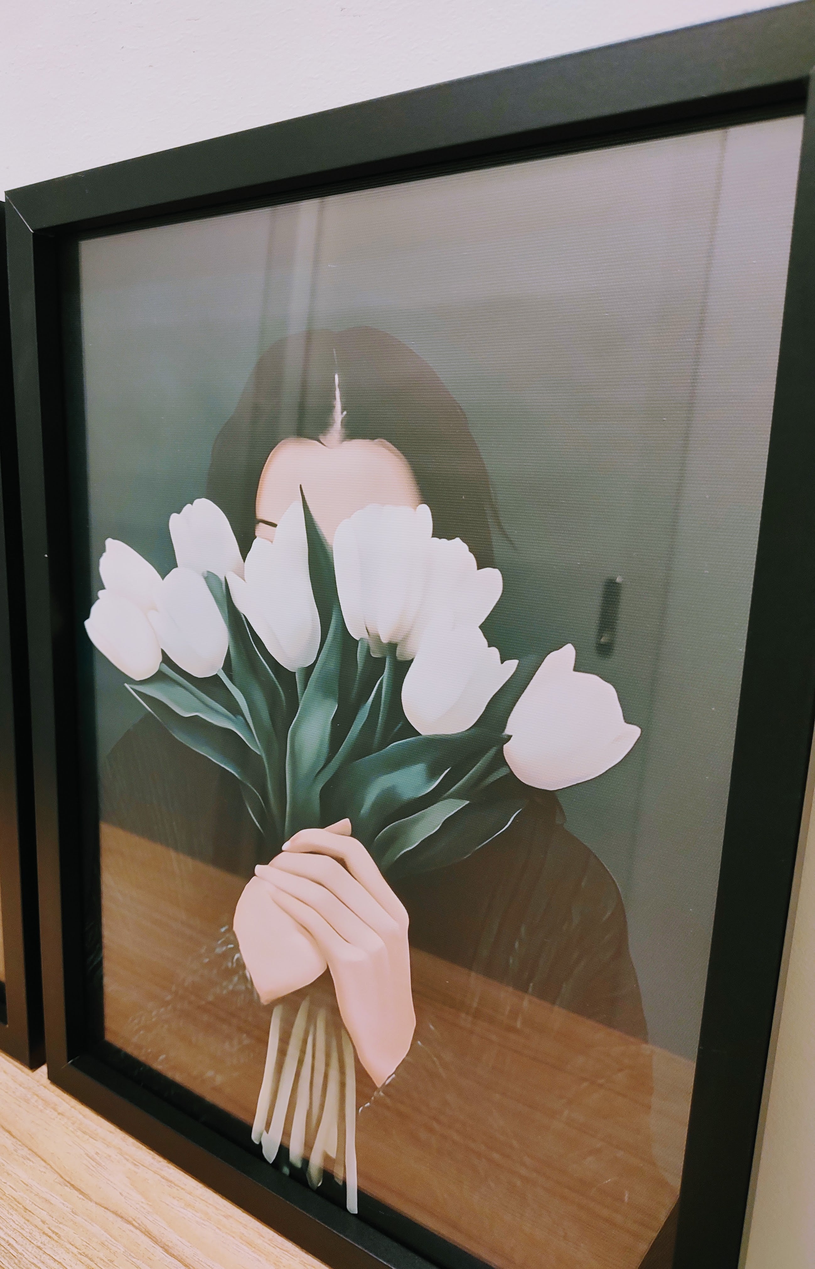Stunning Set of 3 Wall Art Prints in Black Wood Glass Frames A3 Size