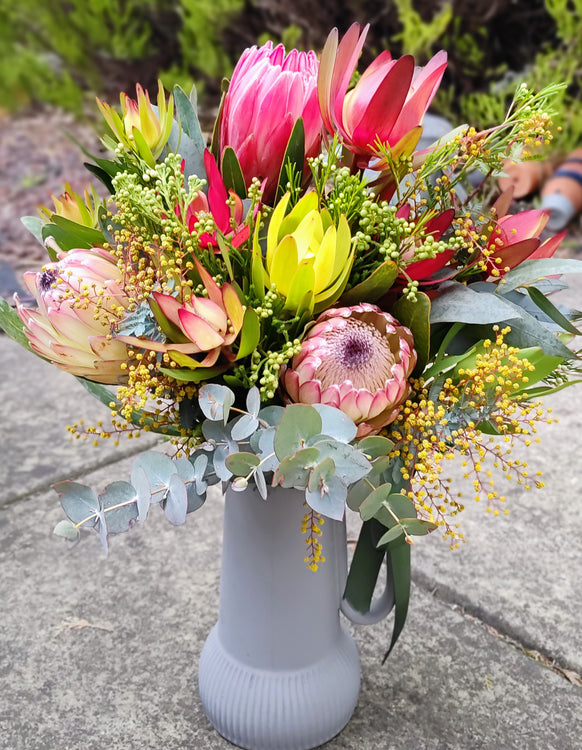 Robbie - Native Wild Flowers Arrangement in a Robert Gordon Cashmere Poet's Dream Jug