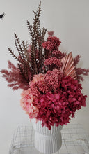 Load image into Gallery viewer, Valen Lunar - Modern Elegant Ochre Rustic Everlasting Dried Arrangement in White Vase
