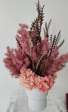 Load image into Gallery viewer, Valen Lunar - Modern Elegant Ochre Rustic Everlasting Dried Arrangement in White Vase
