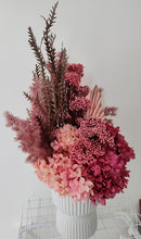 Load image into Gallery viewer, Valen Lunar - Modern Elegant Ochre Rustic Everlasting Dried Arrangement in White Vase
