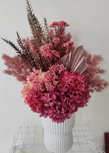 Load image into Gallery viewer, Valen Lunar - Modern Elegant Ochre Rustic Everlasting Dried Arrangement in White Vase
