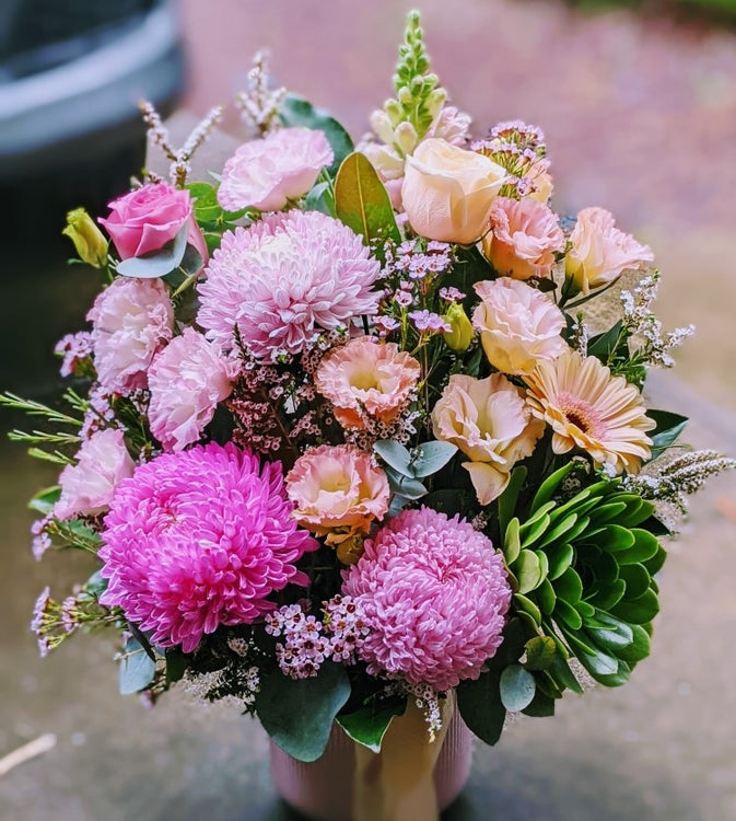 Zara -Stunning Pastel Arrangement in Pink Ceramic Pot