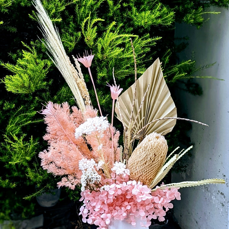 Hope - Everlasting Pretty Pink & Peach Dried Arrangement in White Vase