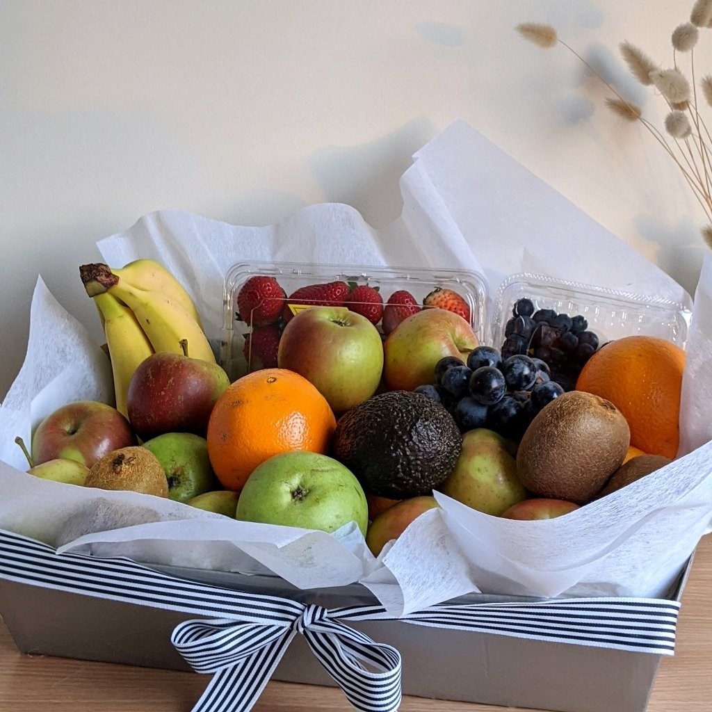 Fruits Hamper with option Chocolate & Wine - Ollie's Blooms & Plants