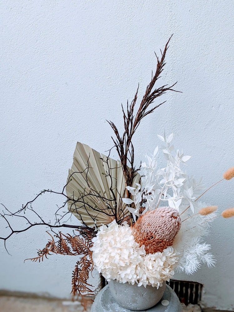 Imogen - Everlasting White and Natural Dried Arrangement