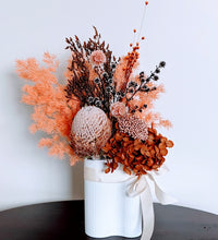 Load image into Gallery viewer, Kenzia -Modern Everlasting Dried Arrangement in Small White Ribbed Vase
