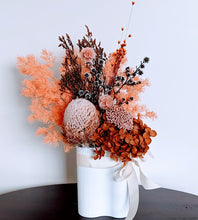 Load image into Gallery viewer, Kenzia -Modern Everlasting Dried Arrangement in Small White Ribbed Vase
