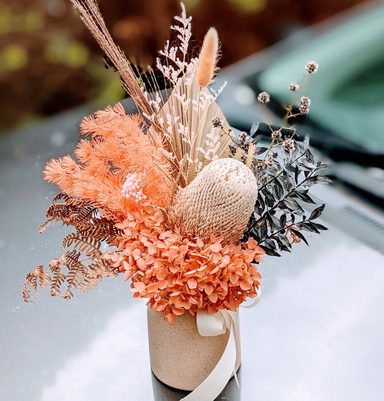 Miranda - Everlasting Rustic Peach Orange Dried Arrangement