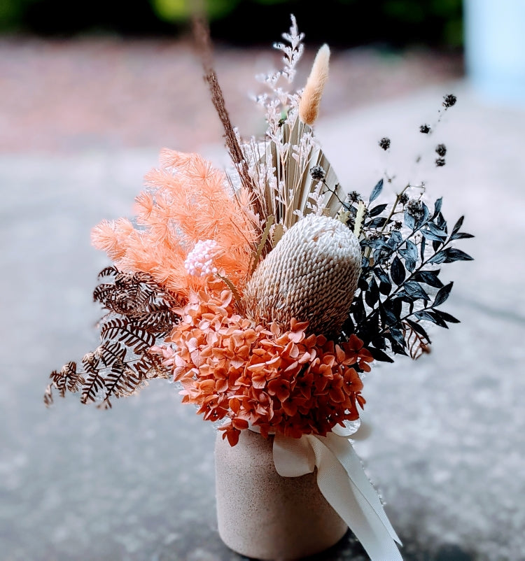 Miranda - Everlasting Rustic Peach Orange Dried Arrangement