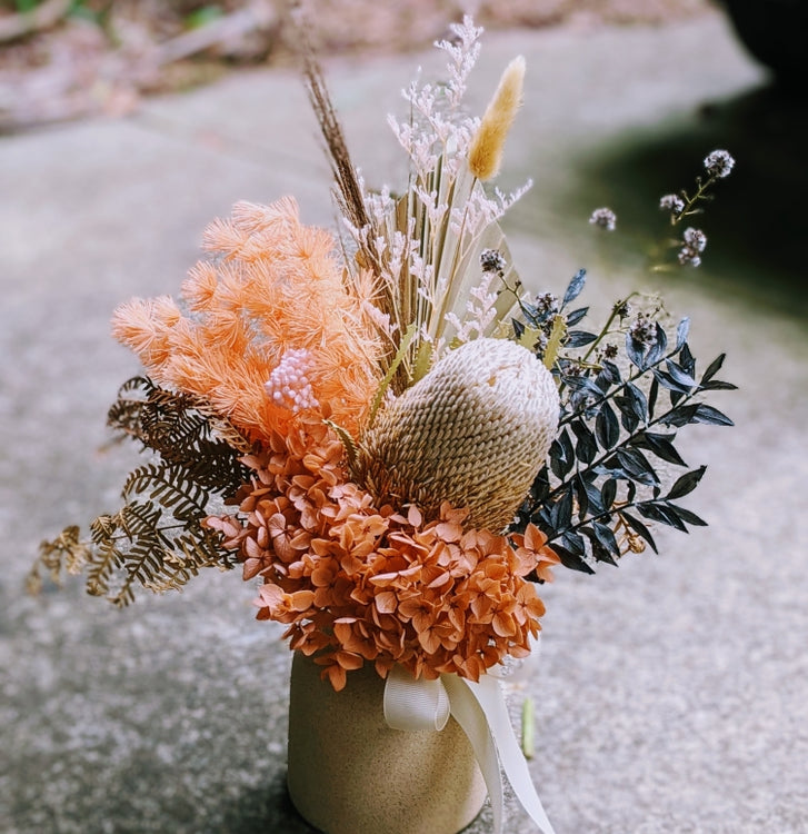 Miranda - Everlasting Rustic Peach Orange Dried Arrangement