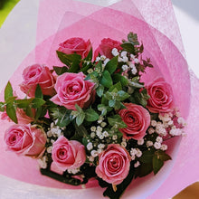 Load image into Gallery viewer, Pink Valentine - Classic Pink Roses with Baby Breath Posy
