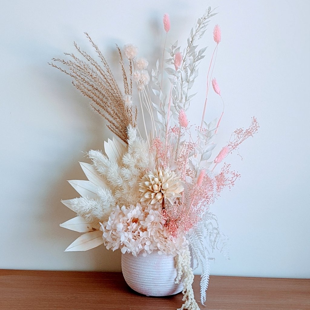Christine - Everlasting Pink & White Dried Arrangement - Ollie's Blooms & Plants