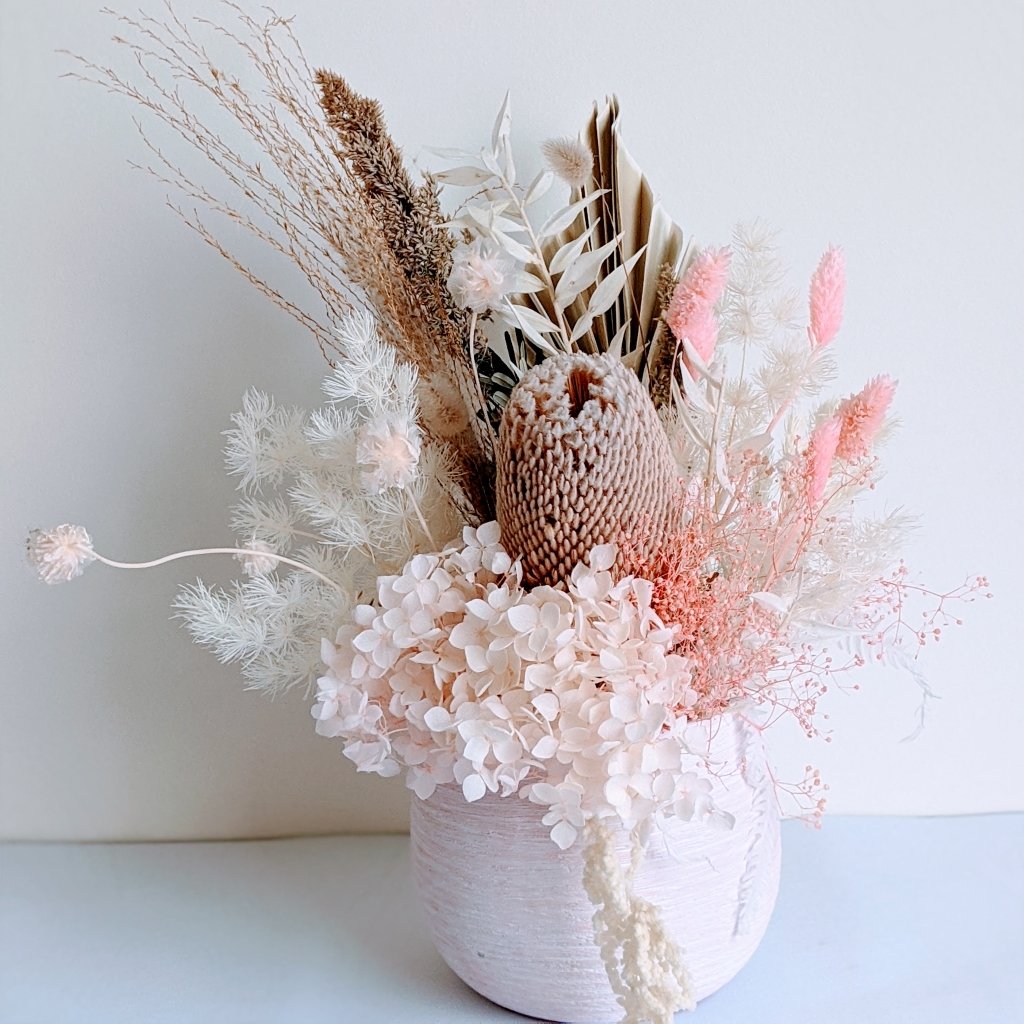 Tamara - Everlasting Pink & White Dried Arrangement - Ollie's Blooms & Plants