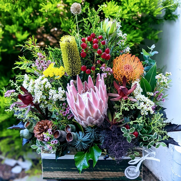 Russell - Native Arrangement in Rustic Wooden Box