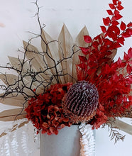 Load image into Gallery viewer, Rustic Autumn- Ochre Earthy and Rustic Red Everlasting Dried Arrangement
