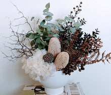 Load image into Gallery viewer, Sally - Modern Rustic Everlasting Dried Arrangement in White Vase
