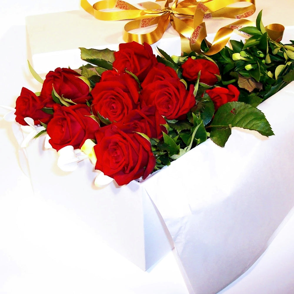 Be My Valentine - Dozen Long Stem Red Roses in Long Box