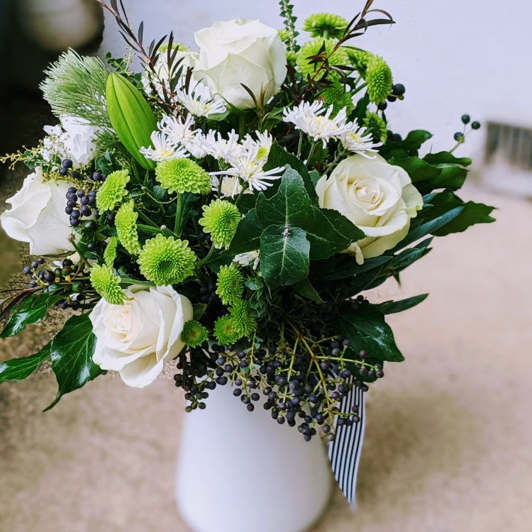 Whitney - White Country Style Arrangement in Jug